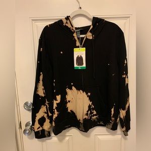 Distressed Reverse Tie Dye Zip Up Hoodie Eddie Bauer Size XL